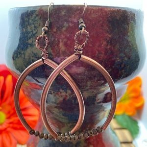 Copper Wire Wrapped Beaded Earrings